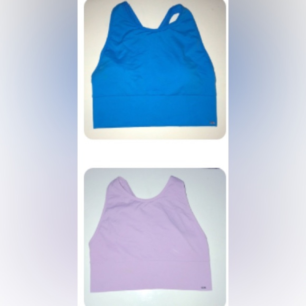2 VS  same Blue & Purple Sports Bras ( I have more vs xl bras in closet